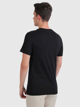 Mens Black Casual Slim Fit Solid Half Sleeves Tshirt