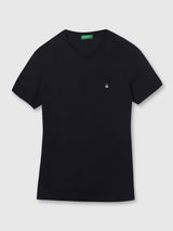 Mens Black Casual Slim Fit Solid Half Sleeves Tshirt