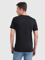 Mens Black Casual Slim Fit Solid Half Sleeves Tshirt