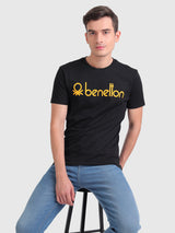 Mens Black Casual Slim Fit Solid Half Sleeves Tshirt