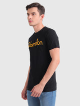 Mens Black Casual Slim Fit Solid Half Sleeves Tshirt