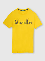 Mens Yellow Casual Slim Fit Solid Half Sleeves Tshirt