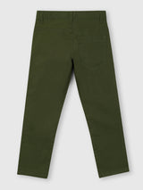 Boys Green Casual Slim Fit Solid Trouser