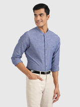 Mens Blue Casual Slim Fit Solid Full Sleeves Shirt