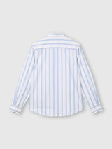 Mens Blue Casual Slim Fit Striped Full Sleeves Shirt