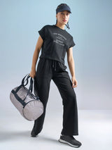 Women's Black Casual Printed Regular Fit Half Sleeves Tshirt