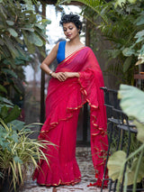 Women's Pink Mul Cotton Saree