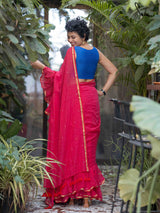 Women's Pink Mul Cotton Saree