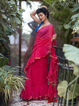 Women's Pink Mul Cotton Saree
