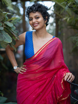 Women's Pink Mul Cotton Saree