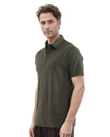 Men's Brown Casual Regular Fit Solid Half Sleeves Polo Tshirt