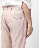 Men's Pink Casual Straight Fit Striped Trouser