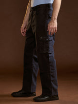 Men's Blue Casual Straight Fit Solid Cargo