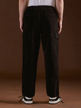 Men's Black Casual Straight Fit Solid Cargo