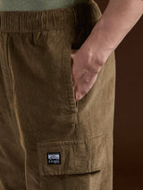Men's Khaki Casual Straight Fit Solid Cargo