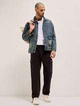Men's Grey Casual Straight Fit Solid Trouser