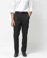Men's Black Casual Straight Fit Solid Trouser