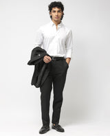 Men's Black Casual Straight Fit Solid Trouser