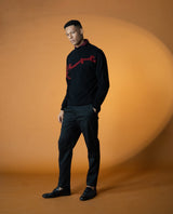 Men's Black Casual Straight Fit Solid Trouser