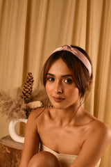 Women's Peach Casual Solid Fabric Knot Plastic Hair Band