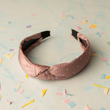 Women's Peach Casual Solid Fabric Knot Plastic Hair Band