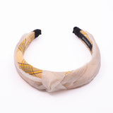 Women's Yellow Check Design Casual Plastic Hair Band