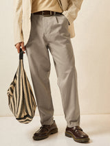 Men's Beige Casual Straight Fit Solid Trouser