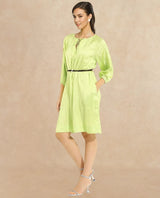 Women's Green Casual Three Quarter Sleeves Dress