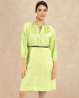 Women's Green Casual Three Quarter Sleeves Dress