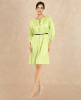 Women's Green Casual Three Quarter Sleeves Dress