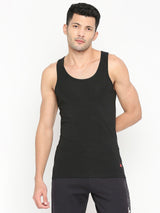 Men's Black Solid Round Neck Vest