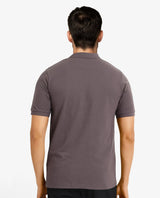 Men's Grey Casual Regular Fit Solid Half Sleeves Polo Tshirt