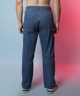 Men's Prussian Blue Panel Patch Pocket Jeans