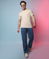 Men's Prussian Blue Panel Patch Pocket Jeans