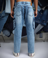 Men's Blue Straight-Fit Utility Jeans