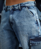 Men's Blue Straight-Fit Utility Jeans