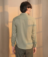 Men's Sage Green Woven-Textured Shirt