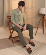 Men's Sage Green Woven-Textured Shirt