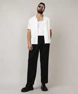 Men's Onyx Black Solid Tailored Trousers