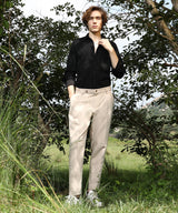 Men's Latte Beige Korean Tailored Trousers