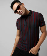 Men's Striped Multicolour Regular Fit Casual Polo Tshirt