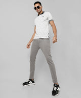 Men's White Striped Regular Fit Casual Polo Tshirt