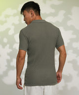 Men's Moss Green Swirl-Textured Polo Tshirt