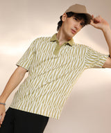 Men's Olive Green Veined Polo Tshirt