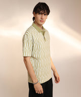 Men's Olive Green Veined Polo Tshirt