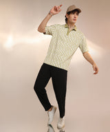 Men's Olive Green Veined Polo Tshirt