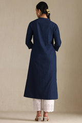 Women's Indigo Denim Floral Print Kurta