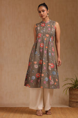 Women's Earth Cotton Flex Floral Print Kurta