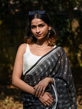 Women's Black Pure Cotton Saree