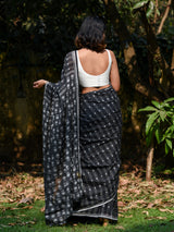 Women's Black Pure Cotton Saree